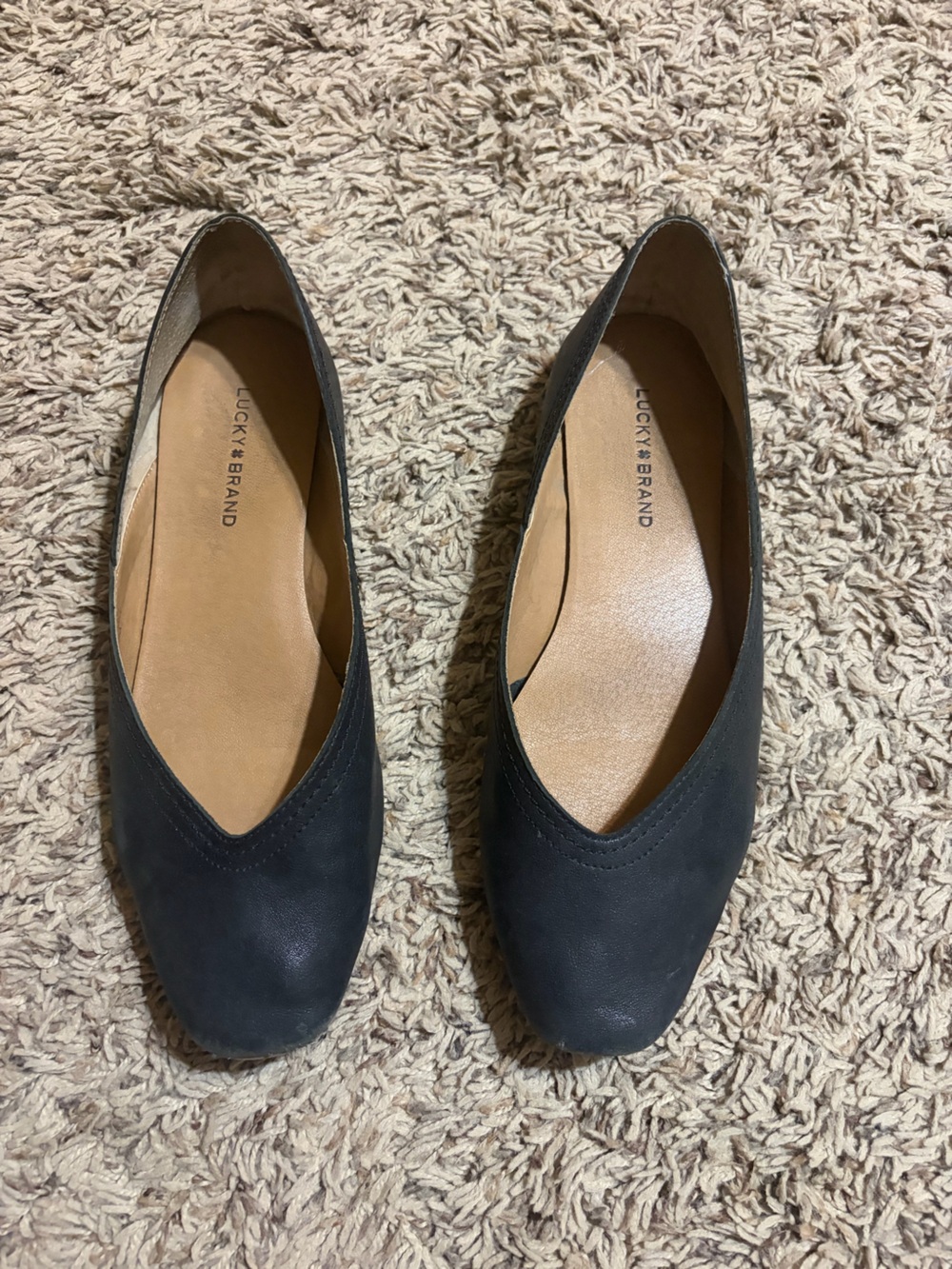 Lucky Brand Black Pointed Toe Slip-On Flats